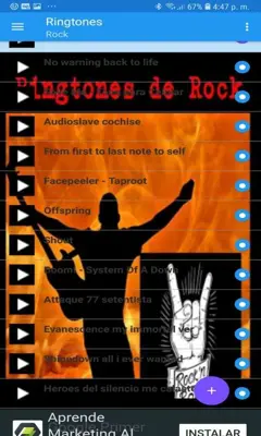 Ringtones de Rock android App screenshot 1